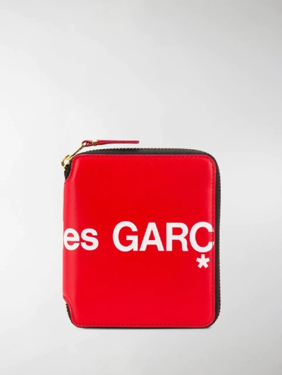 Shop Comme Des Garçons Small Logo Zip-around Wallet In Red