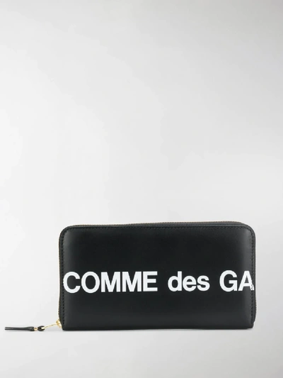 Shop Comme Des Garçons Logo Zip-around Wallet In Black