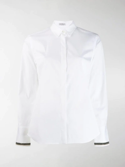 Shop Brunello Cucinelli Embellished Cuff Shirt In White