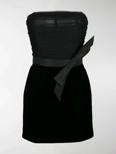 Shop Saint Laurent Velvet Bustier Dress In Black