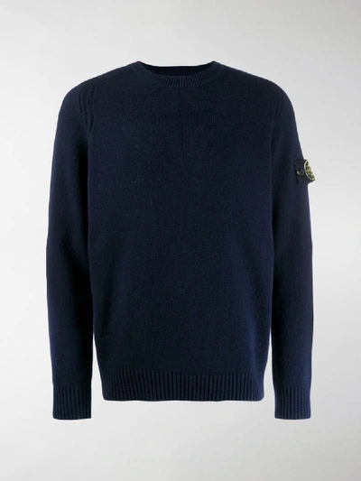 Shop Stone Island Compass Badge Jumper In Blue