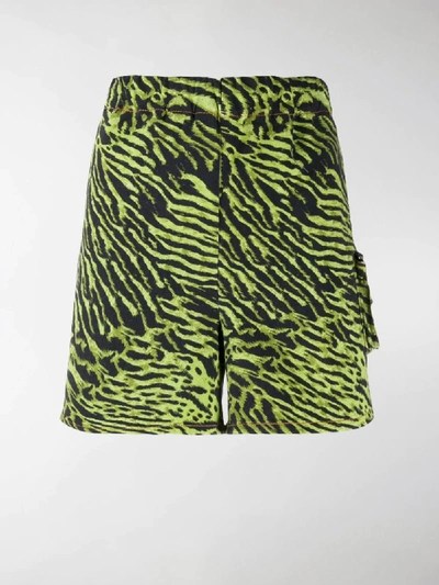 Shop Ganni Tiger Print Shorts In Green