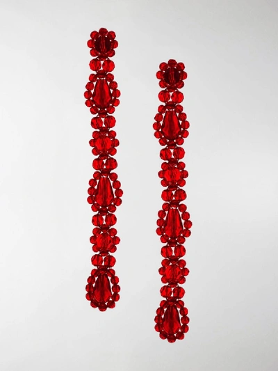Shop Simone Rocha Beaded Drop Earrings In Red