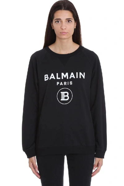 Shop Balmain Sweatshirt In Black Cotton