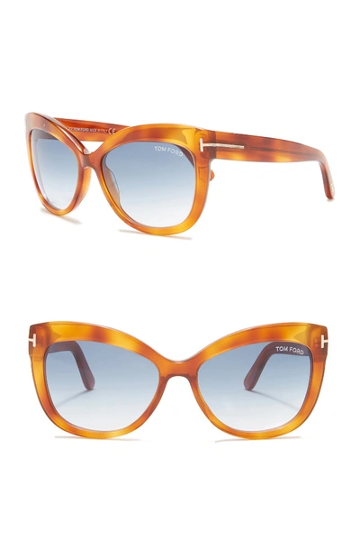 Shop Tom Ford 56mm Large Cat Eye Sunglasses In Blndhav/blug
