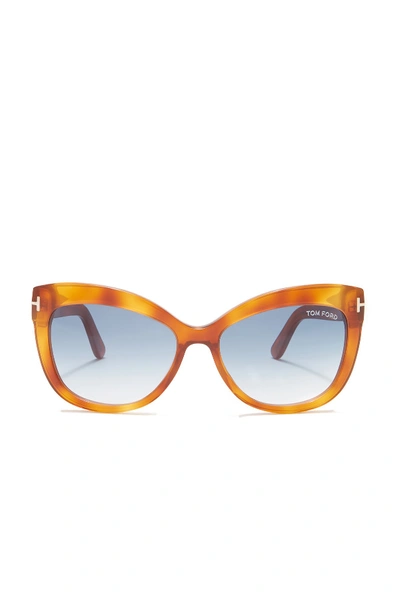 Shop Tom Ford 56mm Large Cat Eye Sunglasses In Blndhav/blug