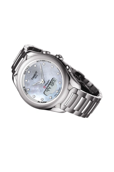 Shop Tissot Women's T-touch Solar Diamond Accent Stainless Steel Bracelet Watch, 38mm - 0.10 Ctw