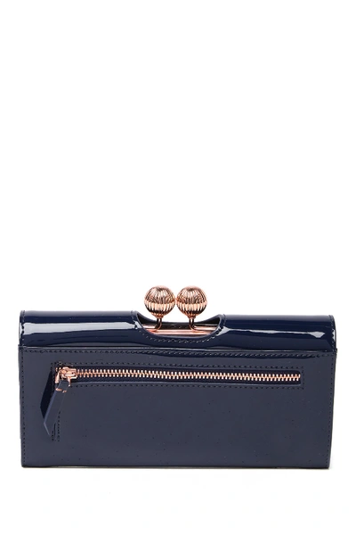 Shop Ted Baker Bobble Patent Leather Wallet In Navy