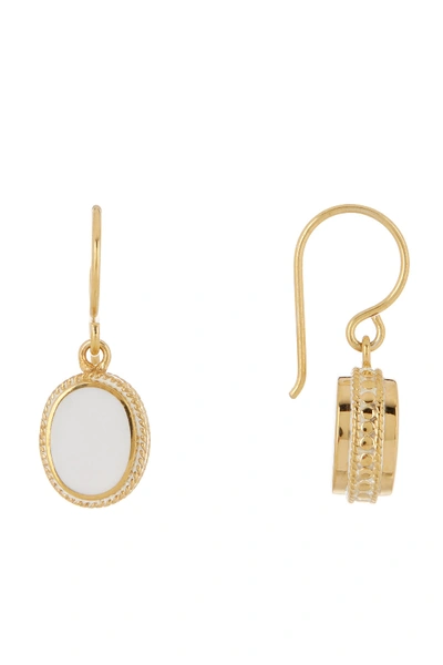 Shop Anna Beck Sterling Silver White Agate Dangle Earrings In Gold/ White Agate