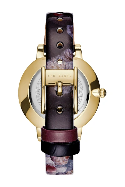 Shop Ted Baker Kate Print Leather Strap Watch, 38mm In Multi/pink/gold