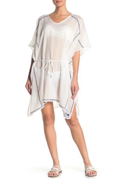 Shop Calvin Klein Whip Stitch Beach Cover-up Dress In Eggshell