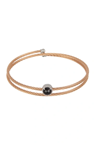 Shop Alor 14k White Gold & Black Onyx Cable Coil Bracelet In Rose