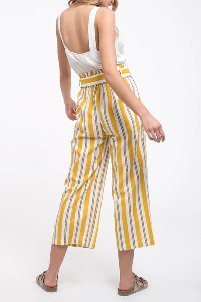 Shop Blu Pepper Contrast Stripe Buckle Jumpsuit In Mustard