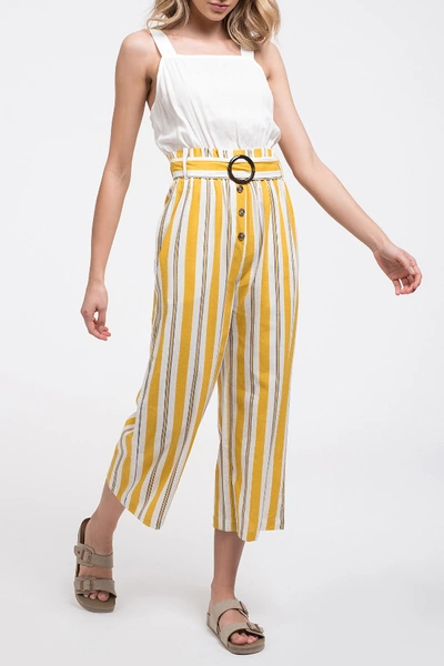 Shop Blu Pepper Contrast Stripe Buckle Jumpsuit In Mustard