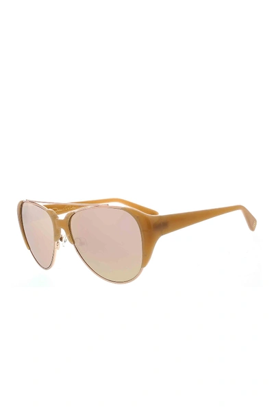 Shop Oscar De La Renta Aviator Sunglasses In Taupe