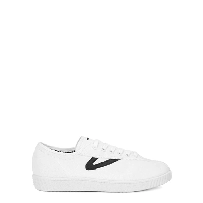 Shop Tretorn Nylite White Canvas Sneakers In White And Blue