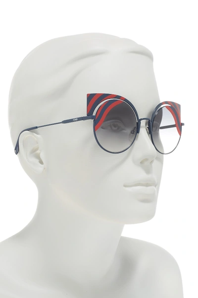 Shop Fendi 53mm Cat Eye Sunglasses In Matt Dark Blue Red