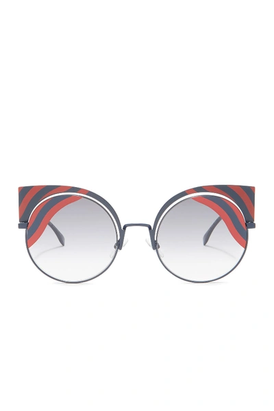 Shop Fendi 53mm Cat Eye Sunglasses In Matt Dark Blue Red