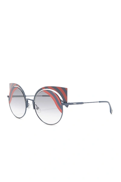 Shop Fendi 53mm Cat Eye Sunglasses In Matt Dark Blue Red