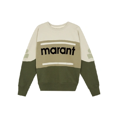 Shop Isabel Marant Étoile Gallian Panelled Cotton-blend Sweatshirt In Khaki