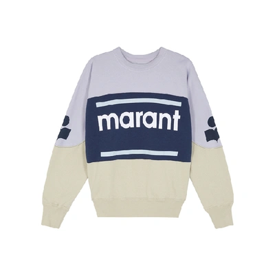 Shop Isabel Marant Étoile Gallian Panelled Cotton-blend Sweatshirt In Light Blue