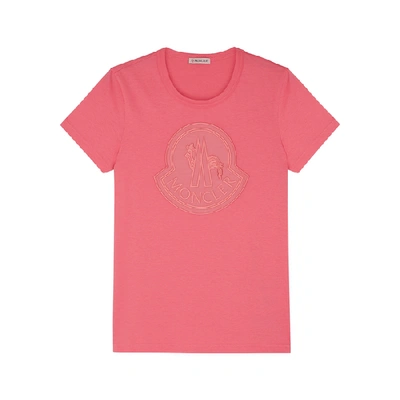 Shop Moncler Pink Logo-appliquéd Cotton T-shirt