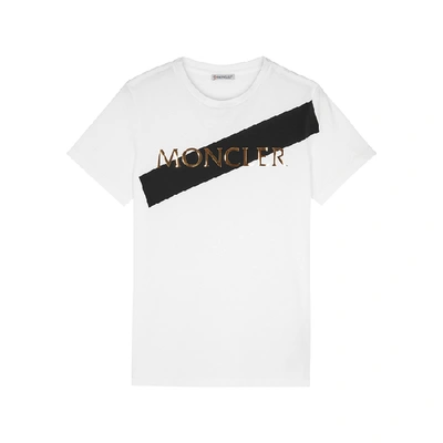 Shop Moncler White Logo Cotton T-shirt