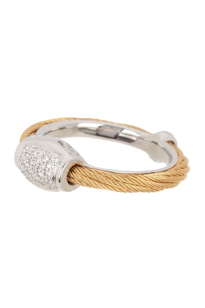 Shop Alor 18k Gold Stainless Steel Diamond Grey Cable Ring - 0.14 Ctw In Yellow