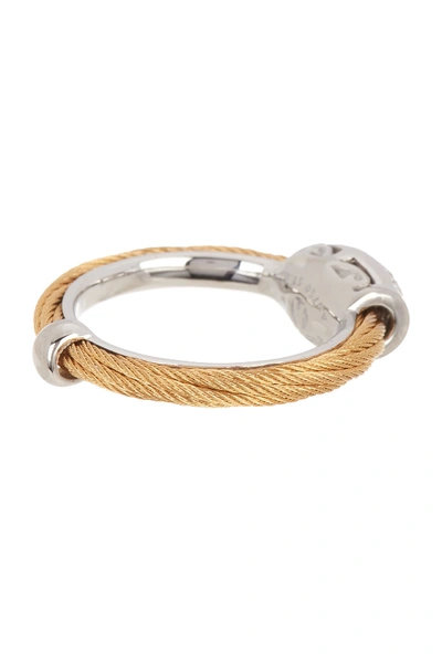 Shop Alor 18k Gold Stainless Steel Diamond Grey Cable Ring - 0.14 Ctw In Yellow