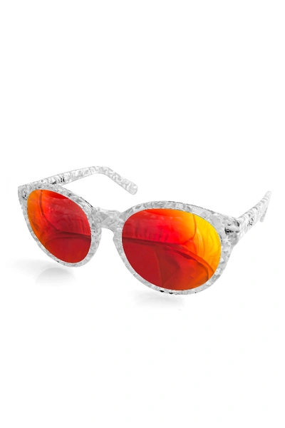 Shop Aqs Daisy 53mm Rounded Sunglasses In Orange-white