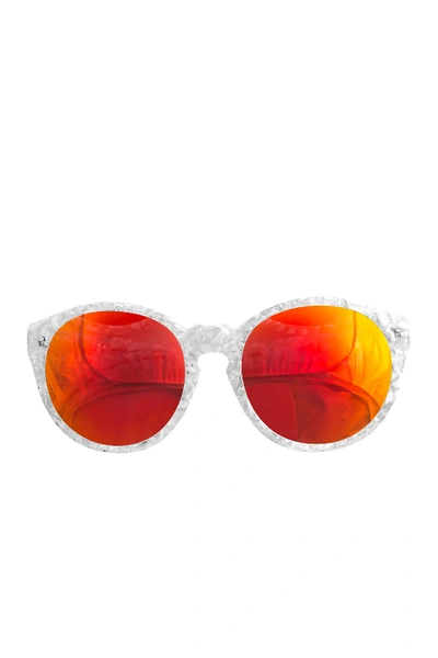 Shop Aqs Daisy 53mm Rounded Sunglasses In Orange-white