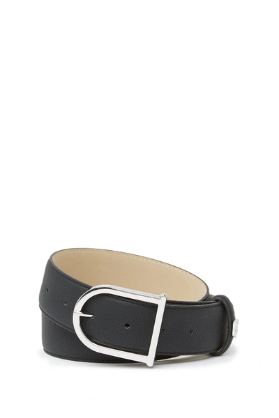 Shop Vince Camuto Smooth Leather Signature Belt In Black