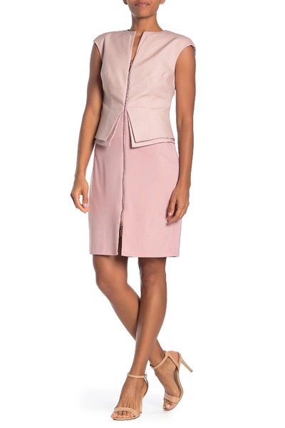 Shop Ted Baker Structured Zip Peplum Dress In Dusky-pink