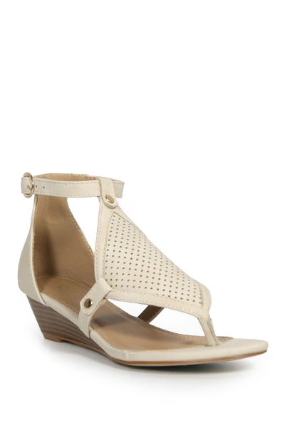 Shop Catherine Catherine Malandrino Romy Low Wedge Sandal In Beige Nubu