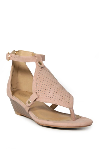 Shop Catherine Catherine Malandrino Romy Low Wedge Sandal In Blush Nubu