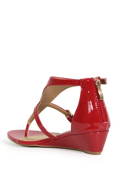 Shop Catherine Catherine Malandrino Riana Low Wedge Sandal In Red Patent