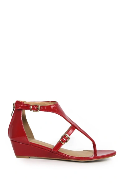 Shop Catherine Catherine Malandrino Riana Low Wedge Sandal In Red Patent