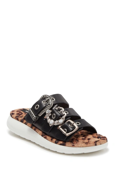 Shop Marc Jacobs Emerson Faux Fur Sport Sandal In Black Multi