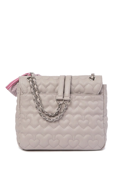 Shop Betsey Johnson Quilted Heart Shoulder Bag With Scarf In Gry
