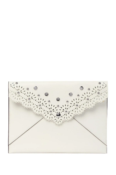 Shop Rebecca Minkoff Leo Leather Envelope Clutch In Bianco