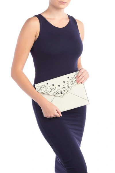 Shop Rebecca Minkoff Leo Leather Envelope Clutch In Bianco