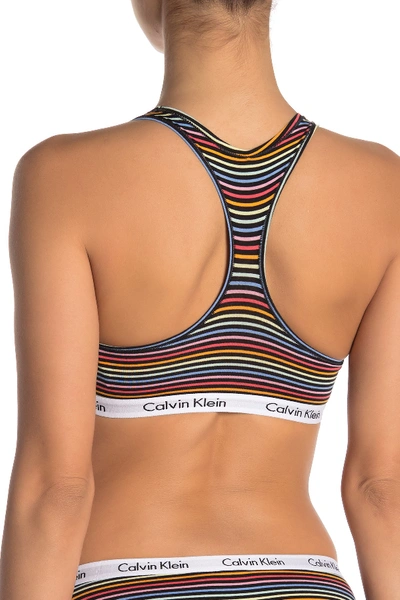 Shop Calvin Klein Carousel Racerback Bralette In Jh3 Prism Strip