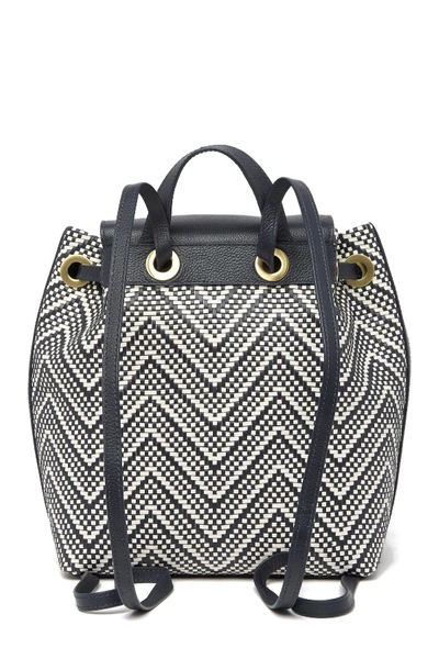 Shop Michael Michael Kors Medium Junie Woven Leather Backpack In Admiral/op