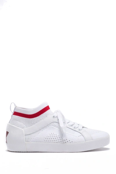 Shop Ash Nolita Mid Top Sock Sneaker In White/red