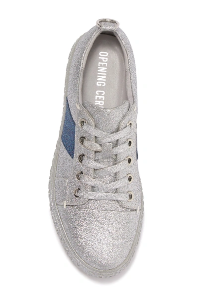 Shop Opening Ceremony La Cienega Glitter Metallic Logo Sneaker In Silver