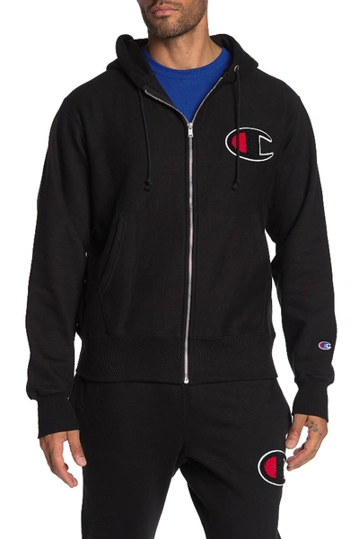 Shop Champion Full Zip Hoodie In Black