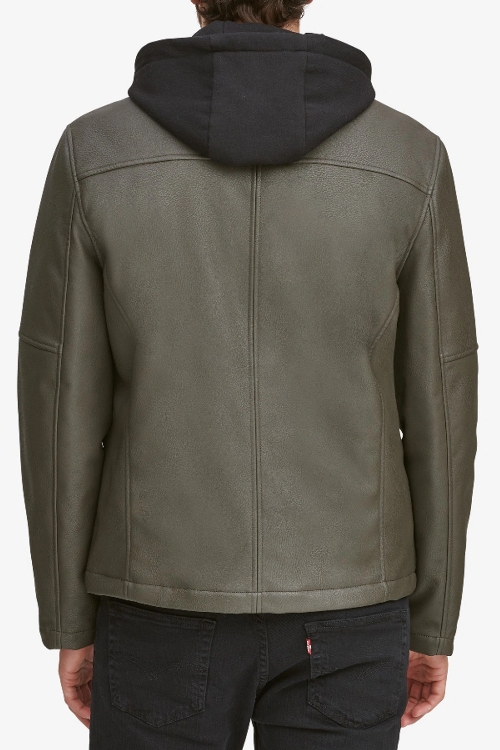 Andrew Marc Corbett Removable Knit Hood Faux Leather Jacket In Military ModeSens