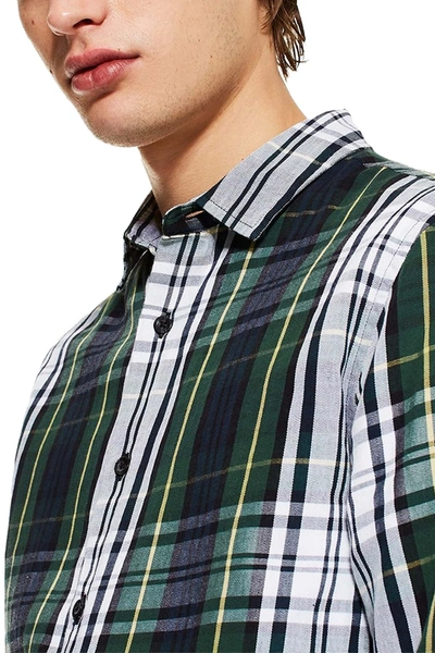 Shop Topman Tartan Slim Fit Sport Shirt In Green