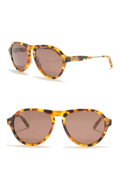 Shop Tod's Aviator 56mm Sunglasses In Colhav/rovx