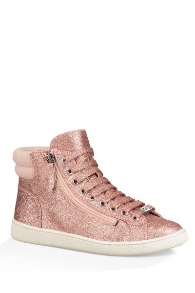 Shop Ugg Olive Glitter High Top Sneaker In Pink
